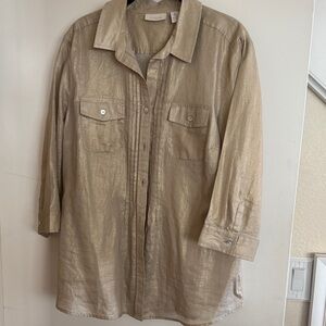 Chico's Metallic Gold Blouse